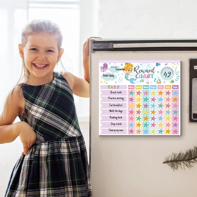 Alt view image 6 of 7 - Reward Chart for Kids,Magnetic Behavior Chore Chart for Kids at Home,26 Mermaid Chore Charts,1960 Diamond Stickers,56 Reward Stickers,Incentive Chart to Develop Responsibility and Good Habits,Mermaid
