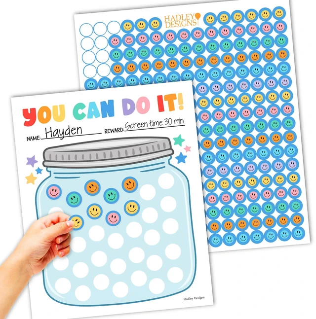 Main image of Sticker Chart for Kids Behavior at Home and Back to School Reward Charts | Glass Jar Behavior Chart for Kids at Home, Incentive Sticker Sheets for Children Behavior, Star Chart for Rewards