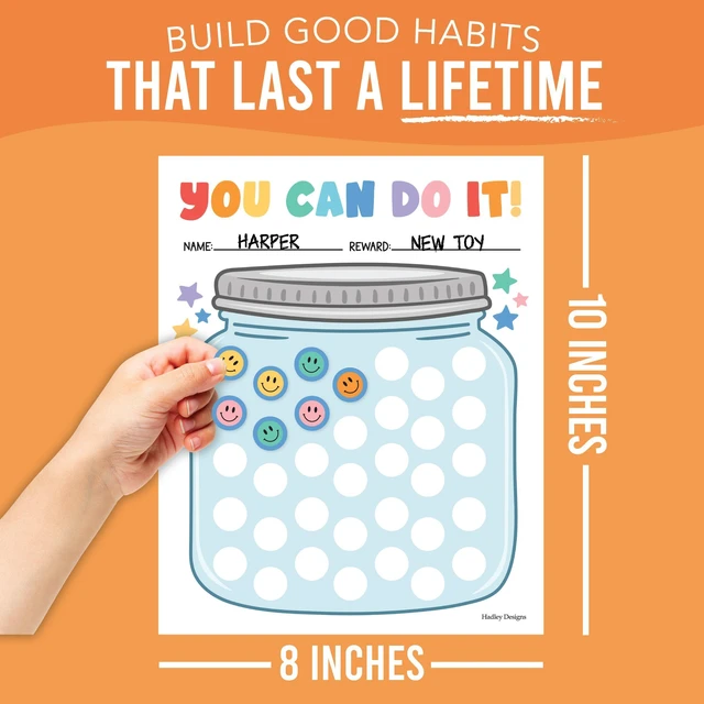 Alt view image 3 of 7 - Sticker Chart for Kids Behavior at Home and Back to School Reward Charts | Glass Jar Behavior Chart for Kids at Home, Incentive Sticker Sheets for Children Behavior, Star Chart for Rewards