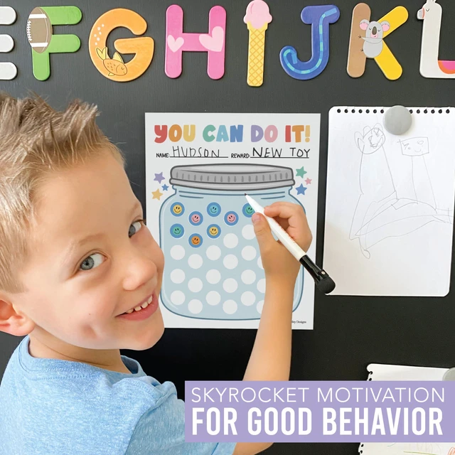 Alt view image 7 of 7 - Sticker Chart for Kids Behavior at Home and Back to School Reward Charts | Glass Jar Behavior Chart for Kids at Home, Incentive Sticker Sheets for Children Behavior, Star Chart for Rewards
