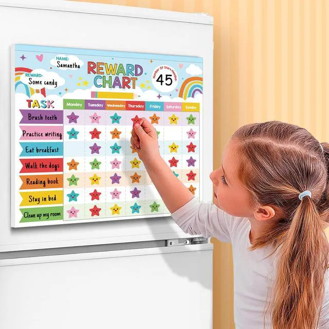 Alt view image 2 of 7 - Reward Chart for Kids,Magnetic Behavior Chore Chart for Kids at Home,26 Rainbow Blue Chore Charts,1960 Star Stickers,56 Reward Stickers,Incentive Chore Chart to Develop Responsibility and Good Habits