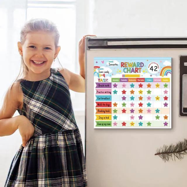 Alt view image 6 of 7 - Reward Chart for Kids,Magnetic Behavior Chore Chart for Kids at Home,26 Rainbow Blue Chore Charts,1960 Star Stickers,56 Reward Stickers,Incentive Chore Chart to Develop Responsibility and Good Habits
