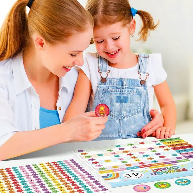 Alt view image 7 of 7 - Reward Chart for Kids,Magnetic Behavior Chore Chart for Kids at Home,26 Rainbow Blue Chore Charts,1960 Star Stickers,56 Reward Stickers,Incentive Chore Chart to Develop Responsibility and Good Habits