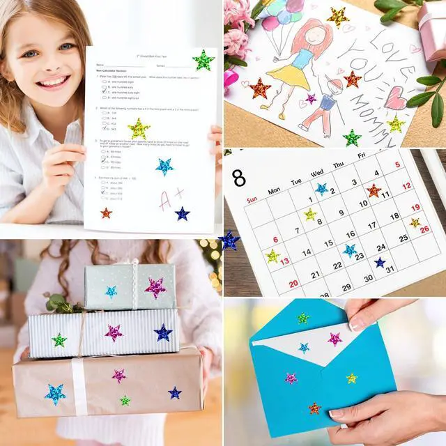 Alt view image 6 of 7 - 2040 Pcs Star Stickers, 5 Sizes Small Stars for Kids Reward, Sparkly Holographic Stickers, Glitter foil Stickers for Behavior Reward Chart and DIY Decoration
