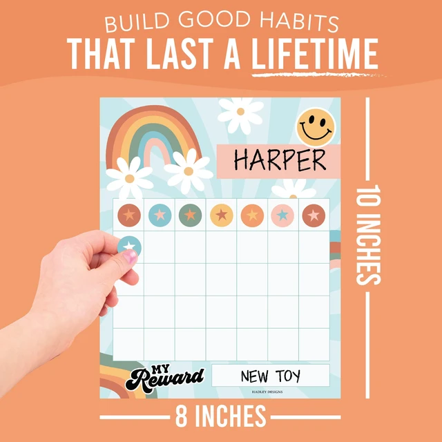 Alt view image 5 of 7 - Sticker Chart for Kids Behavior at Home and Back to School Reward Charts | Retro Colorful Behavior Chart for Kids at Home, Incentive Sticker Sheets for Children Behavior, Star Chart for Rewards