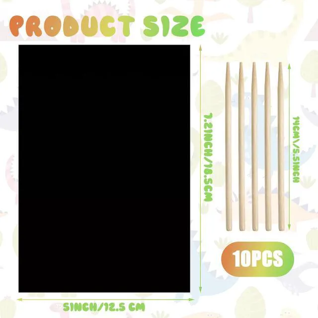 Alt view image 2 of 5 - 60 Pieces Scratch Paper Craft Art Set Adults Scratchboard Kits 7.2 x 5 Inch Black Scratch Off Paper Scratchboard Pad Art Supplies with Wooden Stylus for DIY Birthday Party Gift Supplies