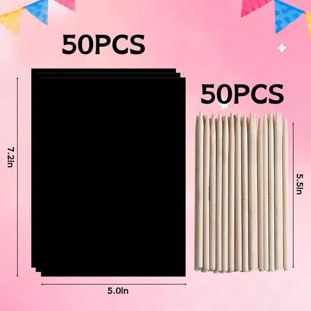 Alt view image 3 of 7 - 100Pcs Rainbow Scratch Paper Art Gifts, Arts and Crafts for Kids Toys | Rainbow Art Scratch for Girls Boys Christmas Birthday Gifts, Bulk Travel Games Activities Toys, Party Favors for Kids