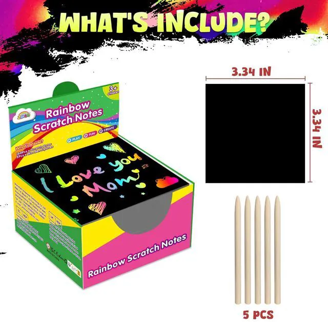Alt view image 2 of 6 - 165 Pcs Rainbow Scratch Paper Art Notes - Crafts for Kids Ages 4-8 | Mess Free Classroom Prizes,1st 2nd 3rd Grade School Activity Bulk, Back to School Gifts for Students from Teacher