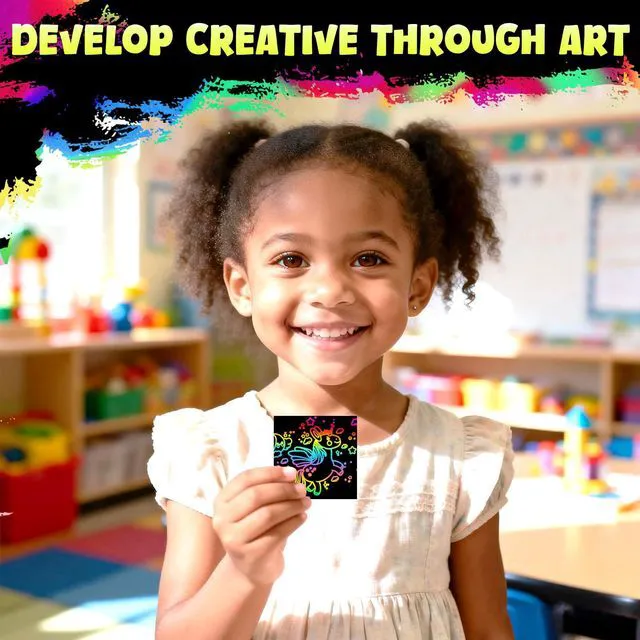 Alt view image 4 of 6 - 165 Pcs Rainbow Scratch Paper Art Notes - Crafts for Kids Ages 4-8 | Mess Free Classroom Prizes,1st 2nd 3rd Grade School Activity Bulk, Back to School Gifts for Students from Teacher