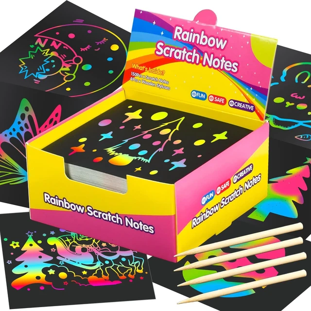 Main image of Rainbow Scratch Paper for Kids Classroom Art Stocking Stuffers Notes 150 | Crafts,Back to School Supplies for Girls Boys Teens 4-12 Year Old,Party Activities Favors Toys Games,Easter Basket Stuffers