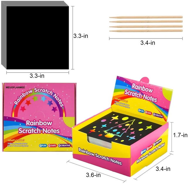 Alt view image 2 of 7 - Rainbow Scratch Paper for Kids Classroom Art Stocking Stuffers Notes 150 | Crafts,Back to School Supplies for Girls Boys Teens 4-12 Year Old,Party Activities Favors Toys Games,Easter Basket Stuffers