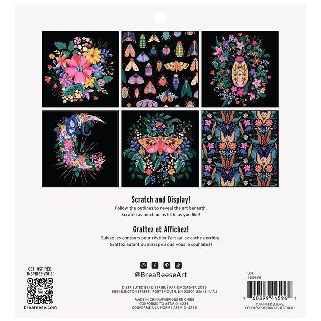 Alt view image 2 of 7 - Scratch Art Paper Pad - 12 Mystical Designs, 8x8 Metallic Kit | Metallic Guided Art Set for Adults Includes Brush and Dual-Sided Stylus, 12 Perforated Tear Out Sheets for Home Decor