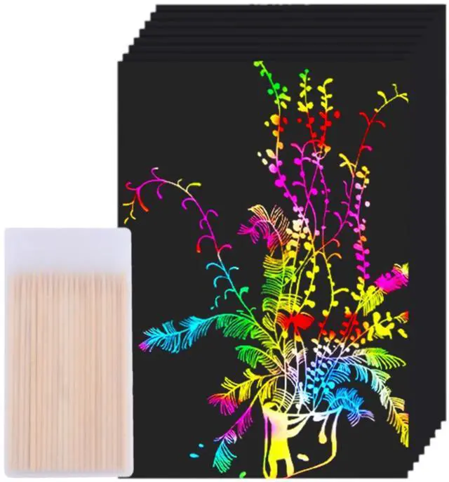 Main image of 60 Pcs Scratch Art Rainbow Sets Magic Crafts Supplies Kits | easter gifts for kids 3-12 Birthday, party, classroom games