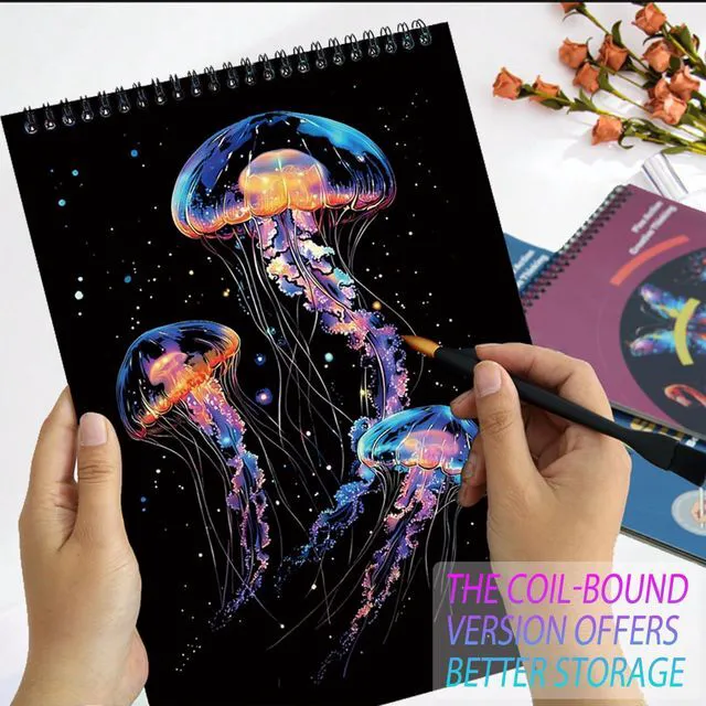 Alt view image 4 of 7 - Animal Series Scratch Art Adults 10-Page Mindfulness & Stress Relief Scratch Painting Kit Intricate Wildlife Designs Premium Black Rainbow Scratch Paper Creative Hobby & DIY Gift Idea