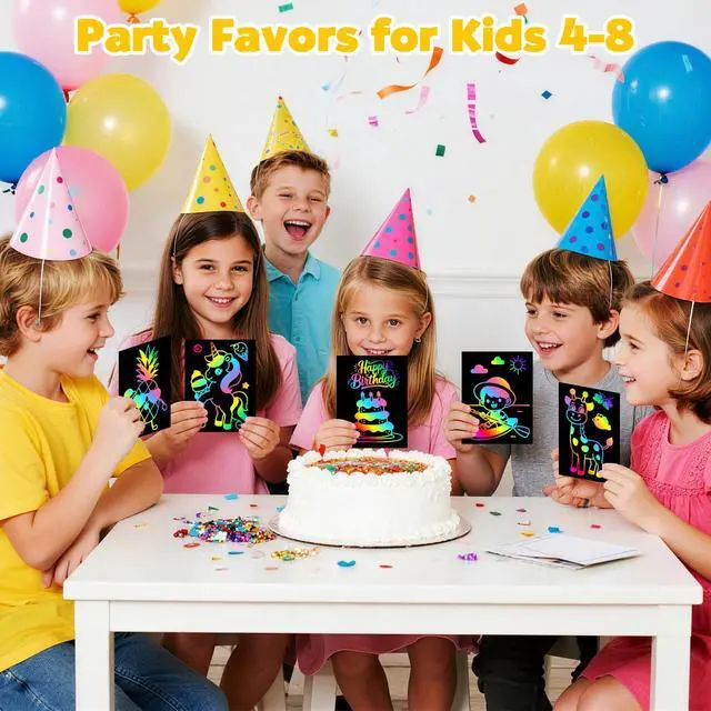Alt view image 2 of 7 - 100Pcs Rainbow Scratch Paper Art Set Craft Kits for Boys Girls | Birthday Gift Party Favor Classroom Activity Kids Crafts Black Scratch Off Paper Supplies Arts and Crafts for Kids 4-8 8-12