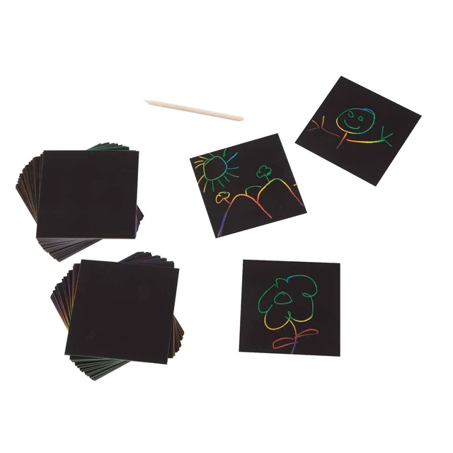 Alt view image 5 of 7 - Scratch Art Rainbow Mini Notes (125) with Wooden Stylus - FSC Certified