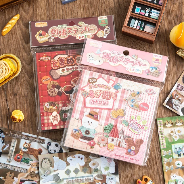 Alt view image 4 of 7 - Girl's Japanese Retro Sticker Book, Animal and Plant Theme - 800+ Cute Old Showa Style Embroidered Stickers, for DIY Scrapbooking Journaling Handbook Decoration