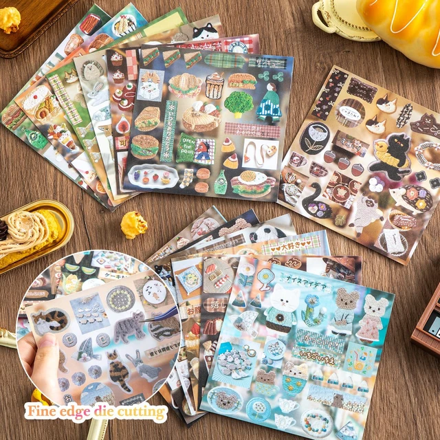 Alt view image 5 of 7 - Girl's Japanese Retro Sticker Book, Animal and Plant Theme - 800+ Cute Old Showa Style Embroidered Stickers, for DIY Scrapbooking Journaling Handbook Decoration