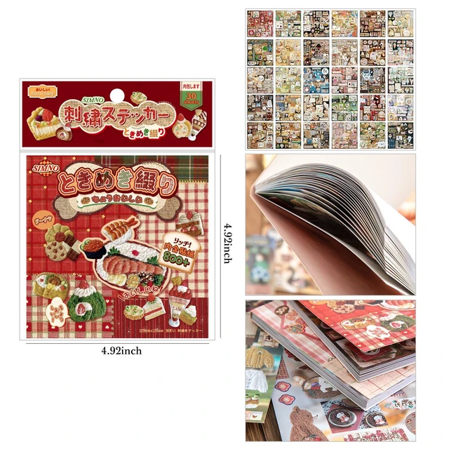 Alt view image 7 of 7 - Girl's Japanese Retro Sticker Book, Animal and Plant Theme - 800+ Cute Old Showa Style Embroidered Stickers, for DIY Scrapbooking Journaling Handbook Decoration