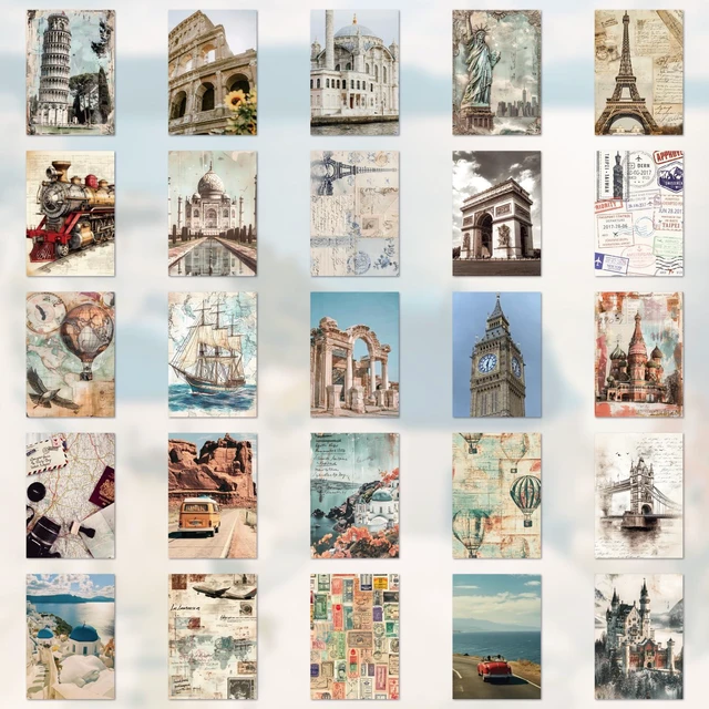 Alt view image 2 of 7 - 57 Sheets Vintage Travel Scrapbook Sticker Book, 500+ Vintage & Modern Stickers for Scrapbooking, 25 Pcs Ephemera Papers Art Scrapbook Supplies for Adults Teens Women Girls Junk Journal Journaling