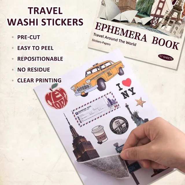 Alt view image 5 of 7 - 57 Sheets Vintage Travel Scrapbook Sticker Book, 500+ Vintage & Modern Stickers for Scrapbooking, 25 Pcs Ephemera Papers Art Scrapbook Supplies for Adults Teens Women Girls Junk Journal Journaling