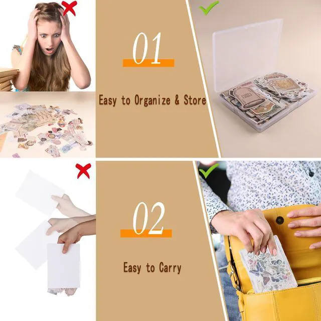 Alt view image 5 of 7 - 200Pcs Vintage Scrapbook Stickers, Aesthetic Junk Journal Stamping Supplies Kit, Scrapbooking Ephemera Washi Paper for Bullet Journaling Planners Diary Collage