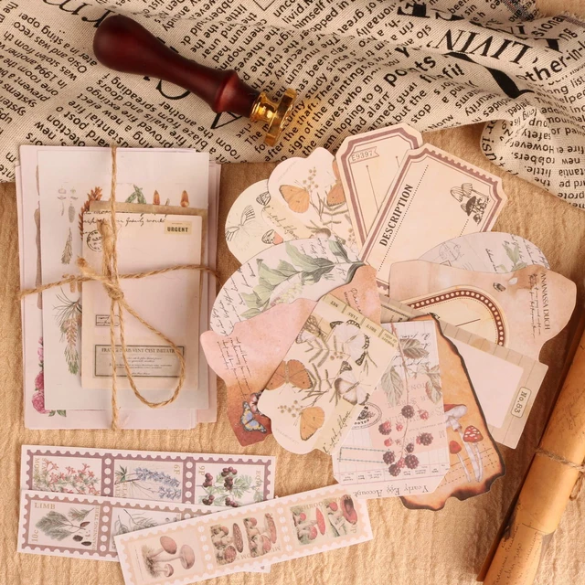 Alt view image 6 of 7 - 200Pcs Vintage Scrapbook Stickers, Aesthetic Junk Journal Stamping Supplies Kit, Scrapbooking Ephemera Washi Paper for Bullet Journaling Planners Diary Collage