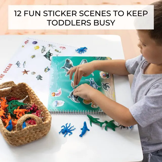 Alt view image 2 of 7 - Fun Sticker Book for Toddlers 2-4 Years - Kids Activity Book with 12 Themes | Beautiful Stickers Entertain Girls & Boys Ages 2-4 or 4-8 While Traveling - Incl. Animal and Coloring Pages