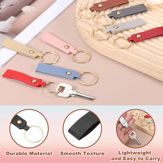 Alt view image 3 of 6 - 40 Pcs PU Leather Keychain Blanks Bulk Laser Engraving Keychain Leather Key Fob Kit with Key Rings for DIY Supplies Gifts (Black, 3.7" x 0.7")