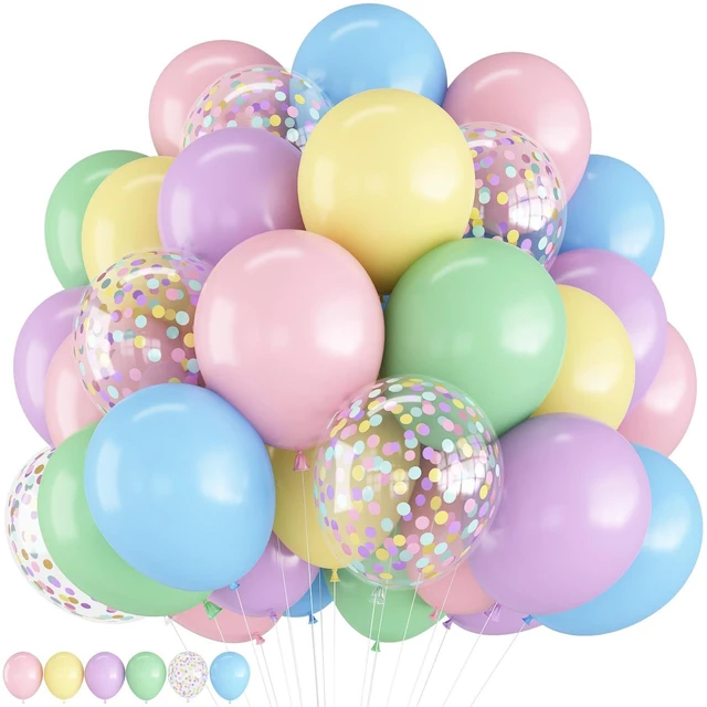 Main image of Pastel Balloons Back To School Rainbow Colorful Birthday Balloon | Pastel Color Confetti Balloon for Fun To Be One Fancy First Birthday Ice Cream Christmas Baby Shower Bridal Party Decorations