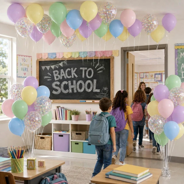 Alt view image 4 of 7 - Pastel Balloons Back To School Rainbow Colorful Birthday Balloon | Pastel Color Confetti Balloon for Fun To Be One Fancy First Birthday Ice Cream Christmas Baby Shower Bridal Party Decorations