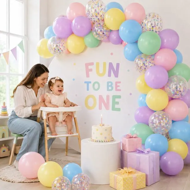 Alt view image 6 of 7 - Pastel Balloons Back To School Rainbow Colorful Birthday Balloon | Pastel Color Confetti Balloon for Fun To Be One Fancy First Birthday Ice Cream Christmas Baby Shower Bridal Party Decorations