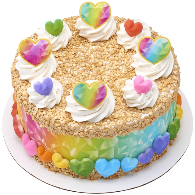 Alt view image 7 of 7 - Rainbow Prism Heart Cupcake Rings, Cake Toppers, Multicolored Food Safe Decorations For Parties 24 Pack