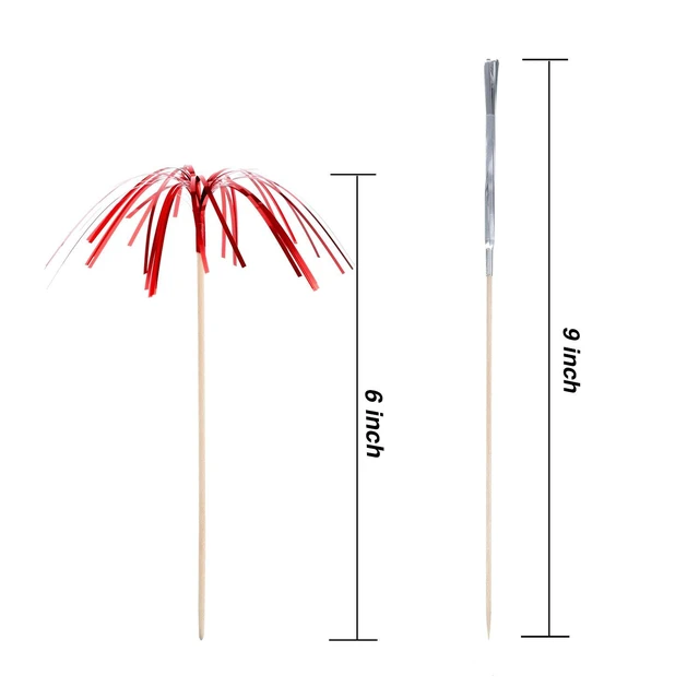 Alt view image 4 of 7 - 100 Pcs Foil Firework Cupcake Toppers Sparkle Tinsel Cupcake Picks 9 Inch Happy Birthday Cake Toppers Drink Cocktail Picks Stirrers for Christmas Baby Shower Birthday Party Decors Supplies