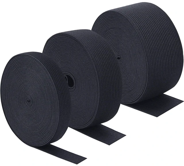 Main image of 3 Rolls Sewing Stretch Elastic Band Spool, 3/5, 1, 1-1/2 Inch in Width, 5.5 Yards/Roll (Black)