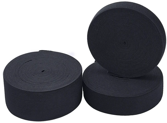 Alt view image 2 of 6 - 3 Rolls Sewing Stretch Elastic Band Spool, 3/5, 1, 1-1/2 Inch in Width, 5.5 Yards/Roll (Black)