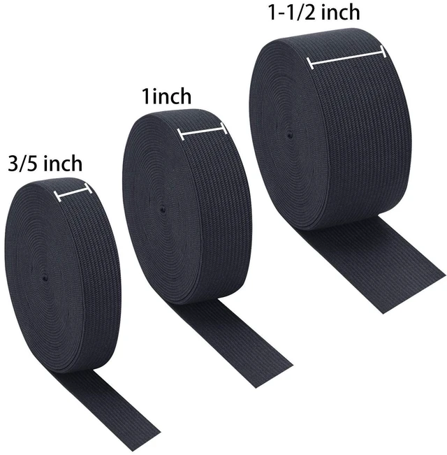 Alt view image 3 of 6 - 3 Rolls Sewing Stretch Elastic Band Spool, 3/5, 1, 1-1/2 Inch in Width, 5.5 Yards/Roll (Black)