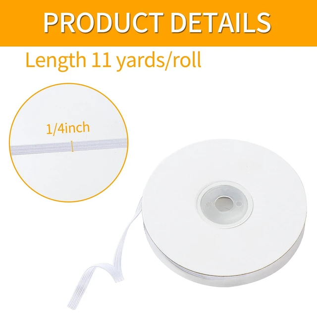 Alt view image 2 of 7 - Elastic Band for Sewing, 1/4 Inch 11 Yards,White | Knit Elastic Bands Cord for Sewing Waistband and Pants Waist, High Elasticity