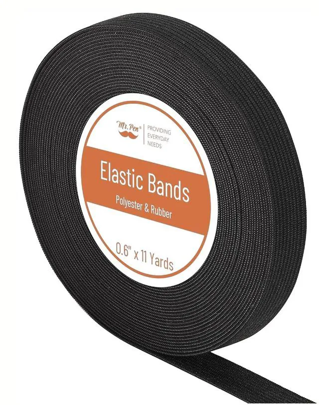Main image of Elastic Band for Sewing, 0.6 Inch, 11 Yards | High Elasticity Sewing Elastic Bands for Waistbands Pants Clothes and Crafts DIY, Black