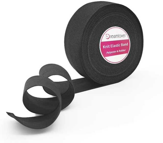 Main image of Black Elastic Band for Sewing, 1.5 Inch x 12 Yard | Durable Elastic Material, Clean Cutting Edges, Multi-Purpose DIY Use