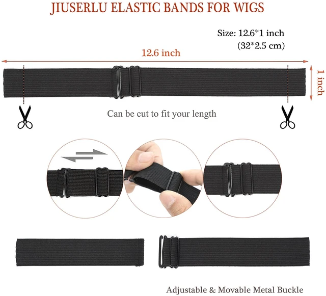 Alt view image 3 of 6 - Adjustable Elastic Bands Straps For Wigs (Black/10pcs)