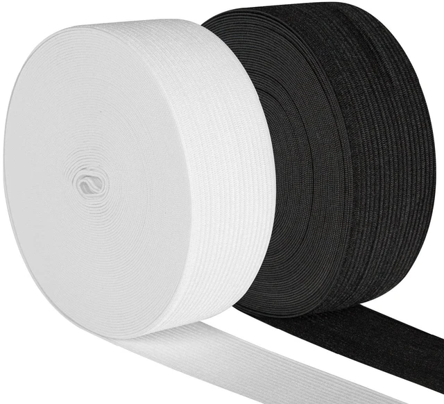 Main image of Elastic Band for Sewing, 2 Inch Elastic for Sewing Elastic Straps Wig Band Edge Band Knit Spool Sewing Band for Waistbands Pants Clothes & Lace Front Wigs((10 Yard Black, 10 Yard White)
