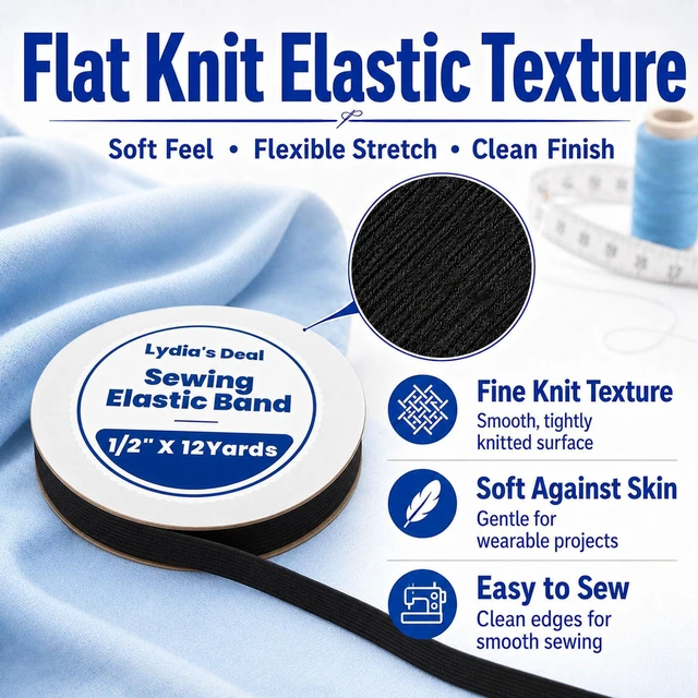 Alt view image 3 of 7 - Elastic Band for Sewing 1/2 Inch Wide 12 Yards, Durable & Soft High Elasticity Stretch Elastic Bands Cord for Sewing, Waistbands, Pants, DIY Crafts, Black