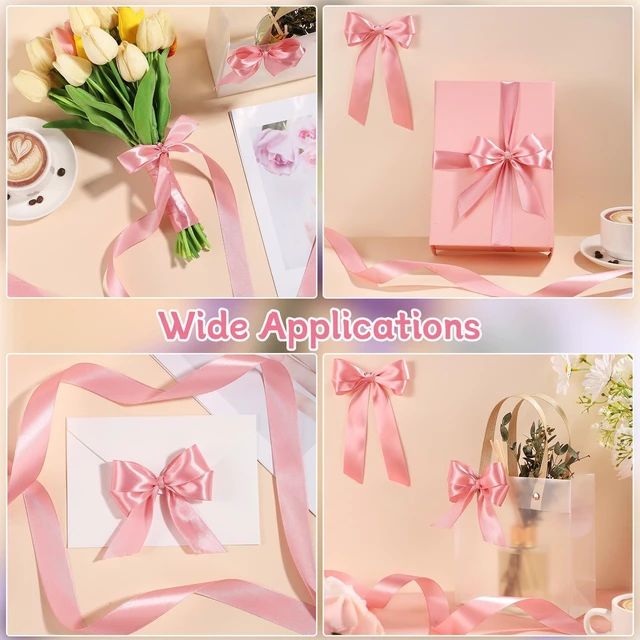 Alt view image 3 of 7 - Pink Satin Ribbon 1 Inch x 50 Yards Pink Bow | Single-sided Polyester Satin Smooth for Flower Bouquet Girls Hair Bows Diaper Cake Baby Nursery Bridal Party Ribbons