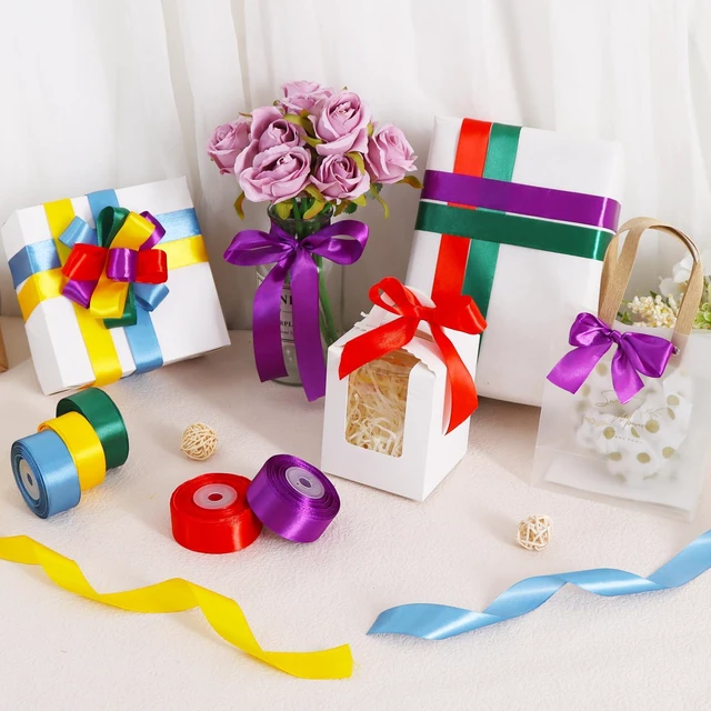 Alt view image 4 of 6 - 1 Inch x 125 Yards 5 Colors Satin Ribbon Rolls, Mixed Bright Dark Gorgeous Color Set Fabric Ribbon for Gift Wrapping Embellish Wedding Birthday Party Decoration Bow Making Floral Craft Sewing