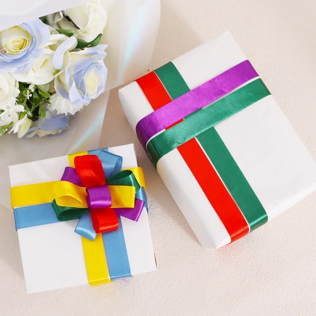 Alt view image 6 of 6 - 1 Inch x 125 Yards 5 Colors Satin Ribbon Rolls, Mixed Bright Dark Gorgeous Color Set Fabric Ribbon for Gift Wrapping Embellish Wedding Birthday Party Decoration Bow Making Floral Craft Sewing