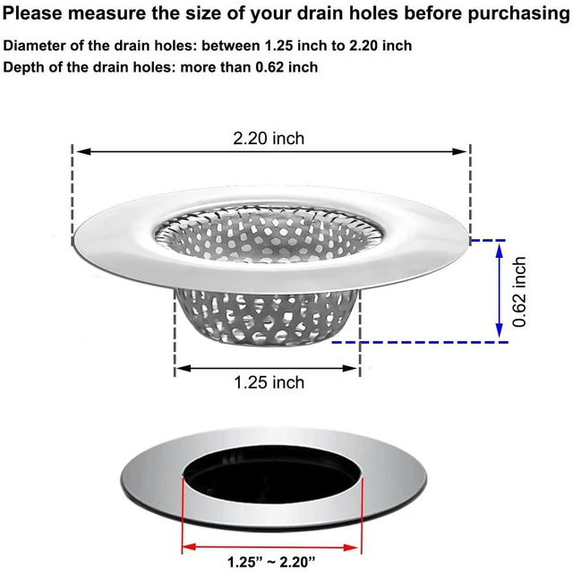 Alt view image 2 of 5 - 1.25" Small Drain Strainer, Sink Drain Hair Catcher, Bathroom Sink Strainer, 2PCS Drain Mesh Baskets for Laundry, Mop Pool, Utility, Slop, RV Sink, Stainless Steel Drain Filter