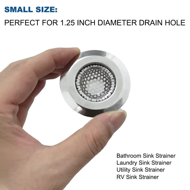 Alt view image 4 of 5 - 1.25" Small Drain Strainer, Sink Drain Hair Catcher, Bathroom Sink Strainer, 2PCS Drain Mesh Baskets for Laundry, Mop Pool, Utility, Slop, RV Sink, Stainless Steel Drain Filter