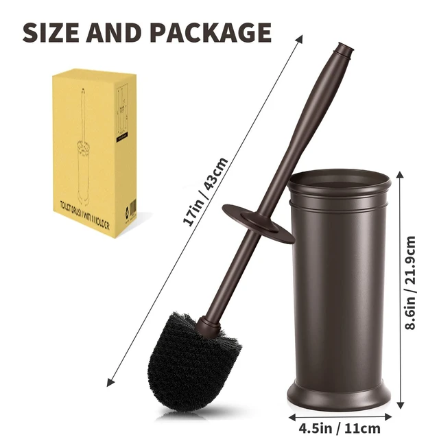 Alt view image 7 of 7 - Toilet Brush, Toilet Bowl Brush with Extra Long Handle Durable Bristles Toilet Scrubber and Covered Holder for Toilet Brush Set for Bathroom Cleaning (Brown, 1 Set)