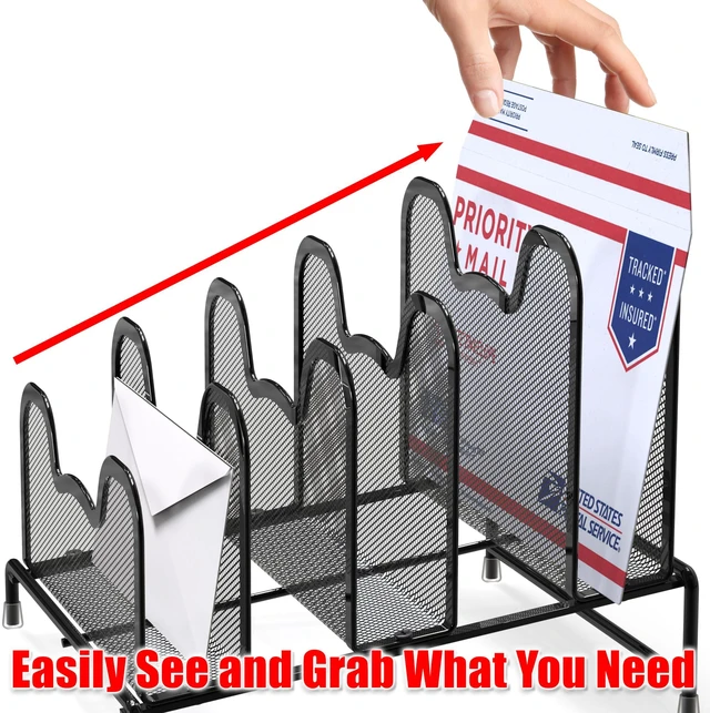 Alt view image 3 of 6 - Desk 5 Sections Step File Sorter Organizer, Black